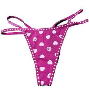 Pink Victoria’s Secret Heart Print Thong Panty
